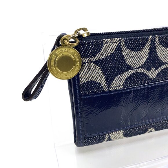 COACH Signature Mini Card Case Holder w/Key Ring - Picture 3 of 8